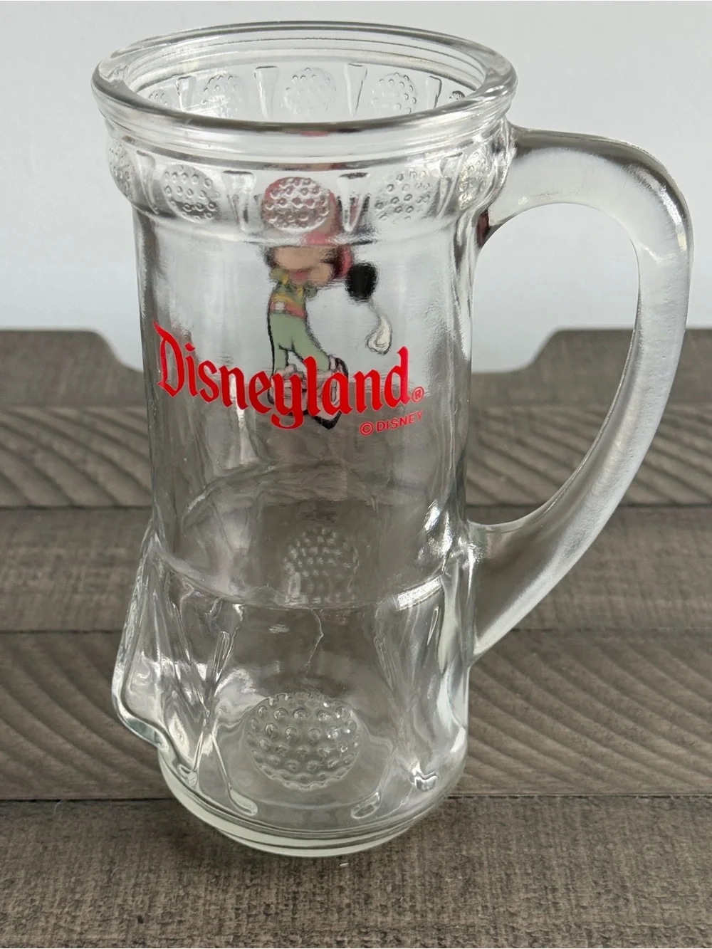 Vintage - Walt Disney World Glass Mug Golfing Mickey Mouse Golf Bag Stein Cup